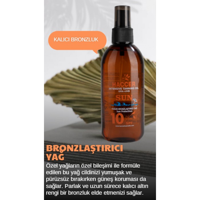 Haccer Yoğun Bronzlaştırıcı Yağ 10 SPF