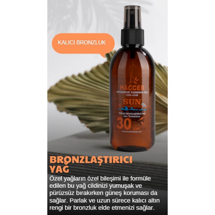 Haccer Yoğun Bronzlaştırıcı Yağ 30 SPF